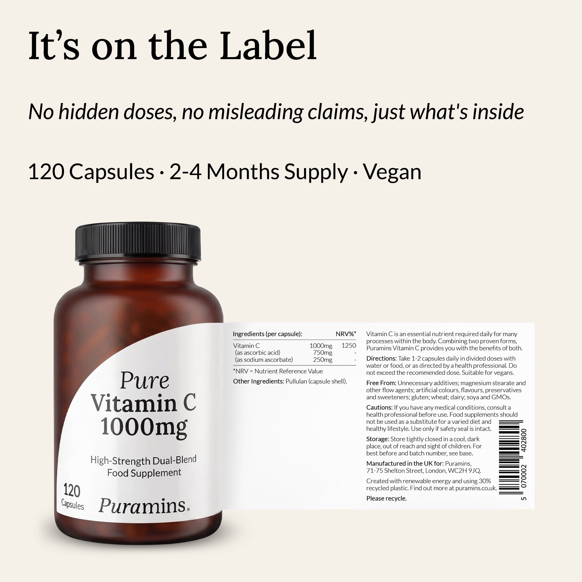 Pure Vitamin C 1000mg Capsules