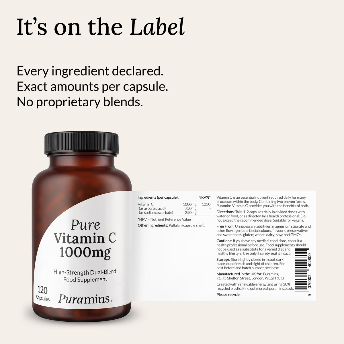 Pure Vitamin C 1000mg Capsules